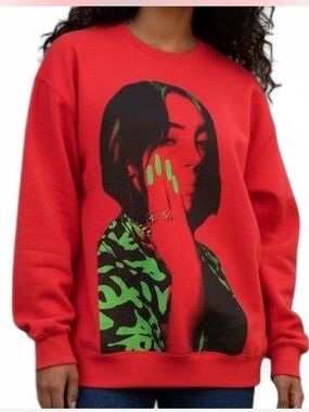 Red Billie Eilish Crewneck Sweatshirt